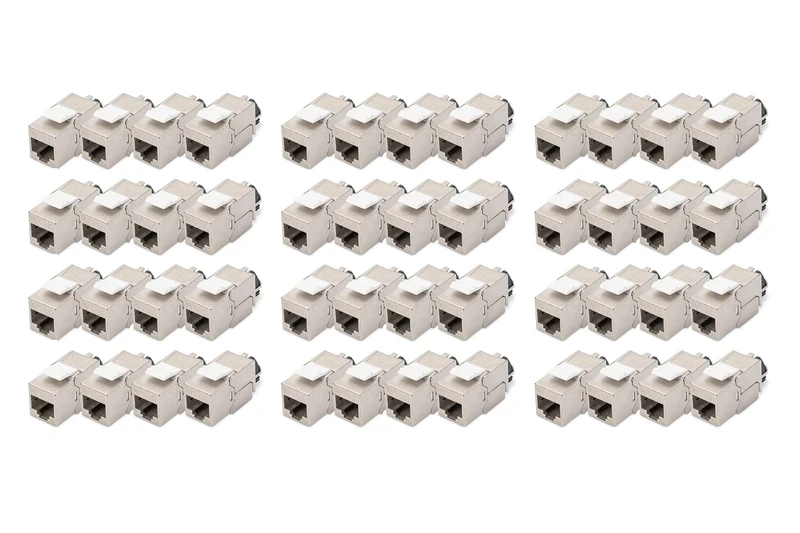 Digitus Keystone module Cat-6A Shielded - 48 pieces - RJ45 socket - 500 MHz 10GBase-T - AWG 26-22 - Design compatible - With latching lever - Tool-free installation