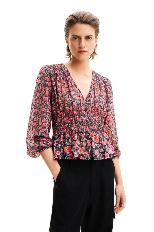 Desigual Women's Blouse Zoé Blouse, Black, L - Image 1