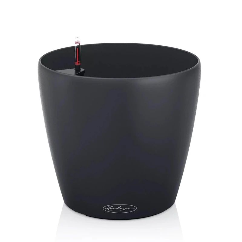 Lechuza - Classico Color ECO 35 Planter Dark Grey | Planter with Watering System and Water Level Indicator | Made of 100% Recycled Plastic | Matte Surface | Diameter 34.5 x 32.5 cm | 18935