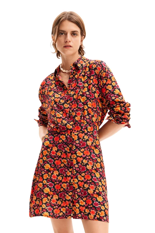 Desigual Women's Short Floral Shirt Dress Red, Red, M - Image 1