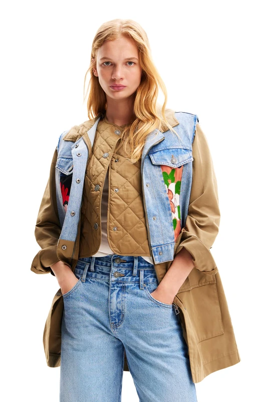 Desigual Women's CHAQ_Yale Woman Woven Parka, Green, X-Small