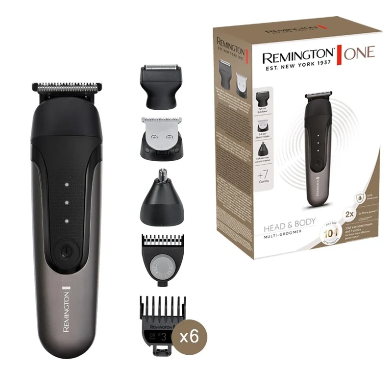 Remington Multi-Hair Trimmer & Beard Trimmer Men's ONE [Includes 10 Attachment Heads/Combs] Hair Trimmer, Beard Trimmer, Twill/Nose & Ear Trimmer (Waterproof, Lithium) Multi-Groomer PG760