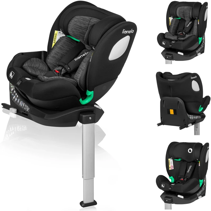 LIONELO Car Seat BRAAM i-Size for Newborns and Kids 0-36 kg 0-12 Years Old ISOFIX 360° Swivel, Latest i-Size Standard, Forward & Rearward Facing 14 Levels of Adjustment, Side Protection (Black)