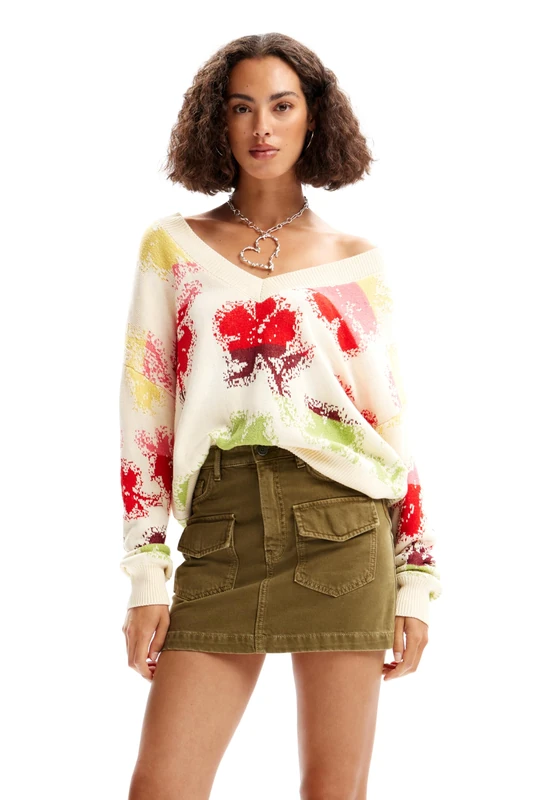 Desigual Women's JERS_Join Sweater, White, X-Small