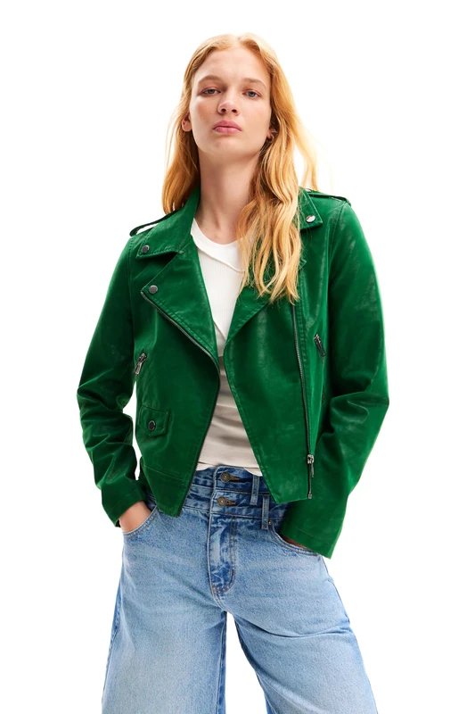 Desigual Women's Chaq_Harry Woman Woven PU Coat, Green, S