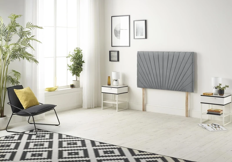 Somnior Beds Bed Centre Platinum Small Double 82cm Plush Charcoal Headboard With Wooden Struts