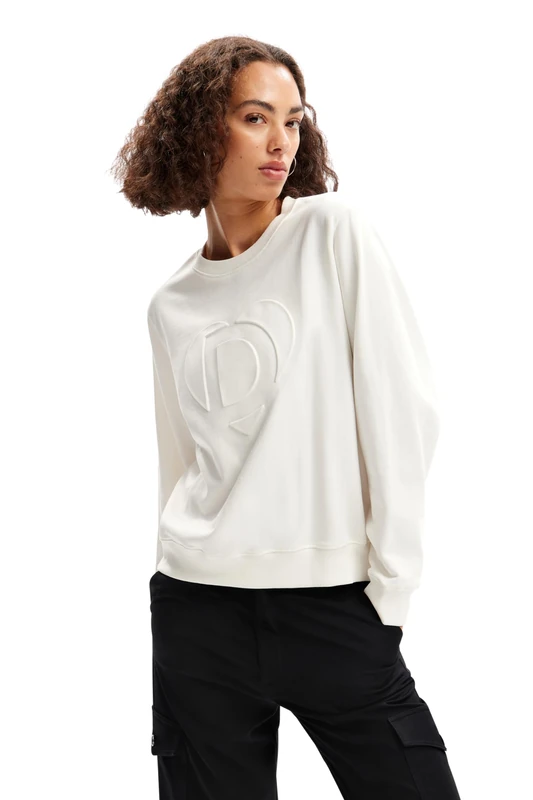 Desigual Women's Sweat_Travis Sweater, White, XL