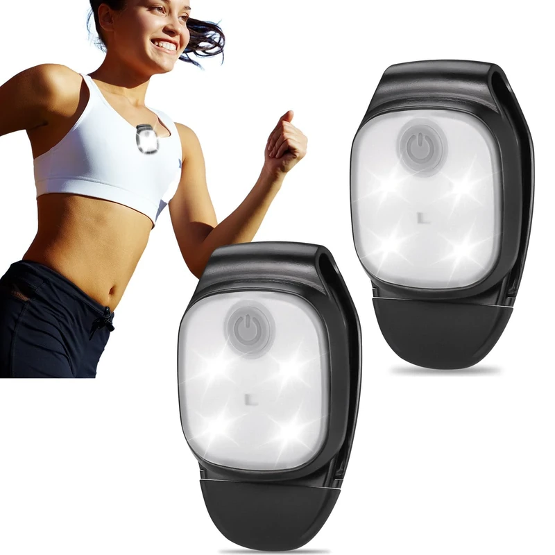 JIZZU Running Light - USB Rechargeable LED Outdoor Night Clip-on Super Bright Walking Light for Runners, Joggers, Camping, Hiking, Dog Walks