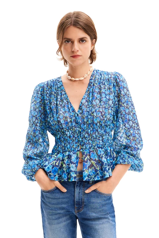 Desigual Women's Blouse_zoé, Blue, X-Small