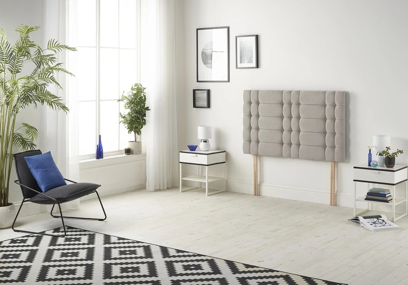 Somnior Beds Bed Centre Bliss Diamante Small Double 82cm Plush Silver Headboard With Wooden Struts