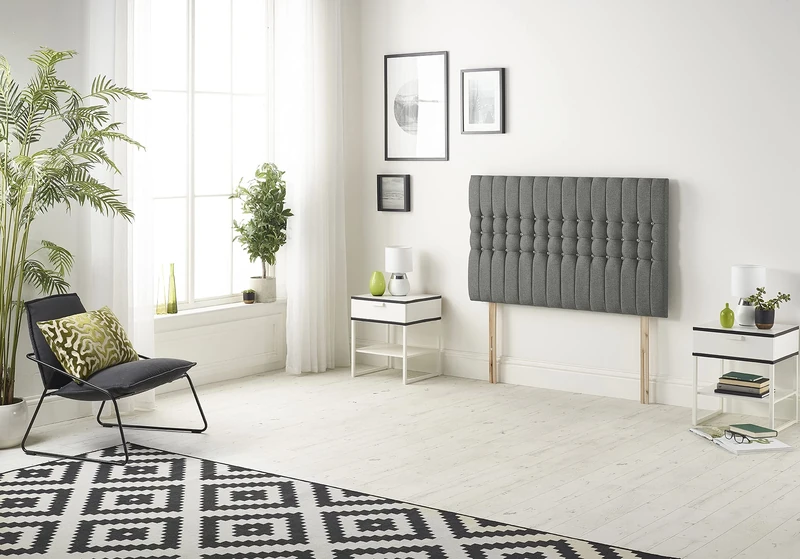 Somnior Beds Bed Centre Galaxy King 82cm Linen Grey Headboard With Wooden Struts