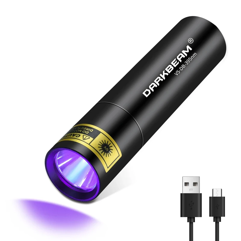 DARKBEAM UV Flashlight 395 NM, Handheld Wood's lamp Mini Ultraviolet Lights, USB-C Rechargeable LED Black Light Flashlights, Pet Urine Detector Light, for Fluorescer Detection and Curing Resin