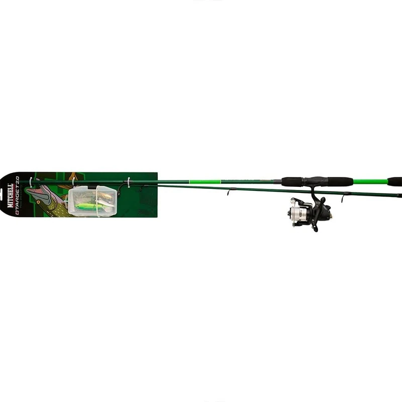 Mitchell Target II Spinning Combo, Fishing Rod and Reel Combo, Predator Fishing, Ready to Fish Kits Include Rods and Reels Pre-Spooled With LinePike/Perch/Zander, Unisex, Black, 2.1m | 10-30g