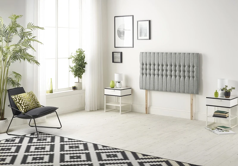 Somnior Beds Bed Centre Galaxy Small Double 82cm Tweed Grey Headboard With Wooden Struts