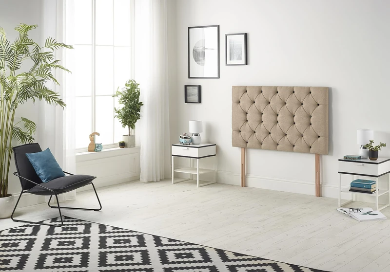 Somnior Beds Bed Centre Premier Small Single 82cm Plush Beige Headboard With Wooden Struts