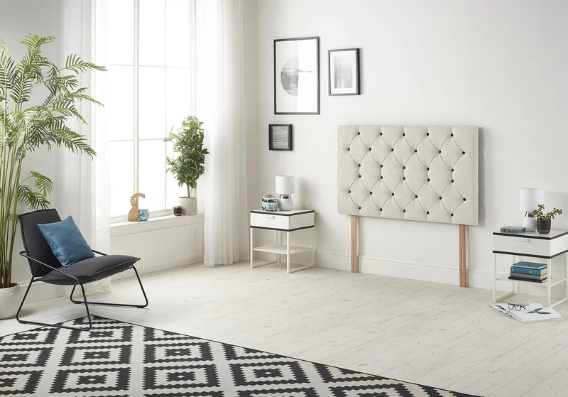 Somnior Beds Bed Centre Premier Small Single 82cm Plush Ivory Headboard With Wooden Struts