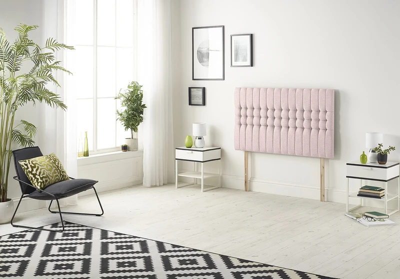 Somnior Beds Bed Centre Galaxy Single 82cm Plush Pink Headboard With Wooden Struts