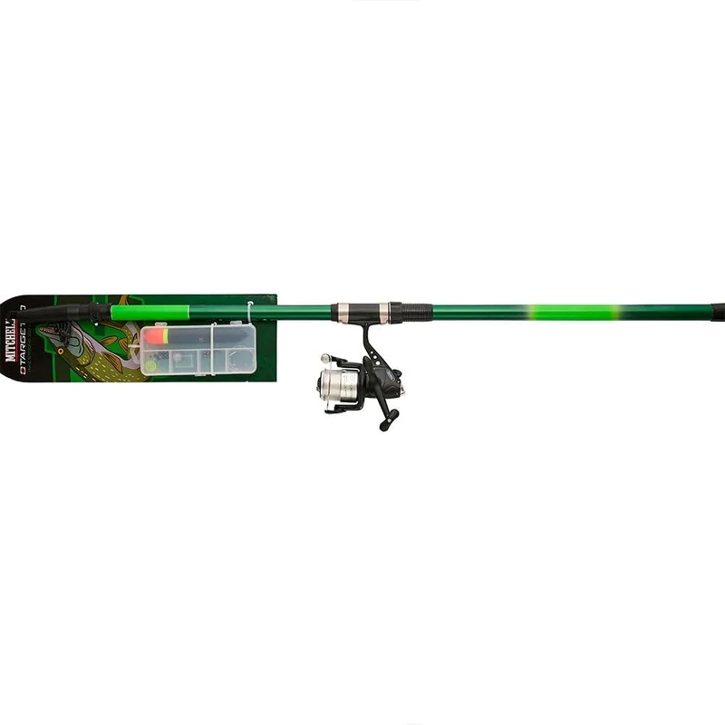 Mitchell Target II Spinning Combo, Fishing Rod and Reel Combo, Predator Fishing, Ready to Fish Kits Include Rods and Reels Pre-Spooled With LinePike/Perch/Zander, Unisex, Black, 3.5m | 30-100g