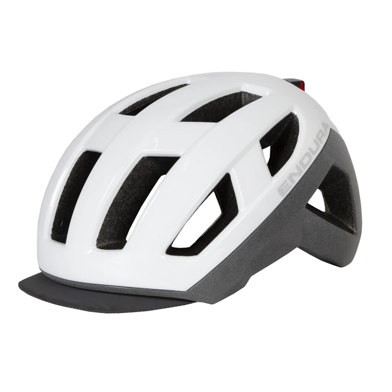 Endura Urban Luminite Cycling Helmet with USB Rechargable LED Light | Cycle to Work | Commuting Helmet | Night Cycling Helmet, White, M-L