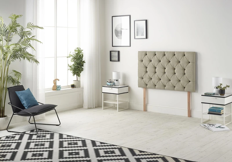 Somnior Beds Bed Centre Premier Small Single 82cm Linen Wheat Headboard With Wooden Struts