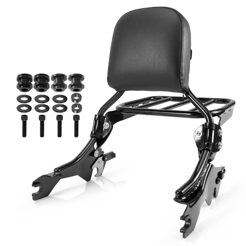 Eumti HoldFast Sissy Bar Upright for FXFB FXFBS Detachable Passenger Backrest w/Sport Luggage Rack w/Docking Hardware Quick Release Fit Harley Softail Fat Bob 114 2018-Up