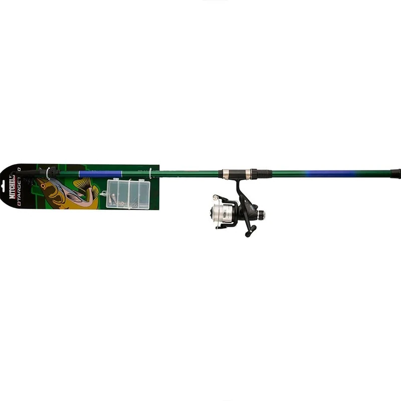 Mitchell Target II Spinning Combo, Fishing Rod and Reel Combo, Predator Fishing, Ready to Fish Kits Include Rods and Reels Pre-Spooled With LinePike/Perch/Zander, Unisex, Black, 3m | 30-60g