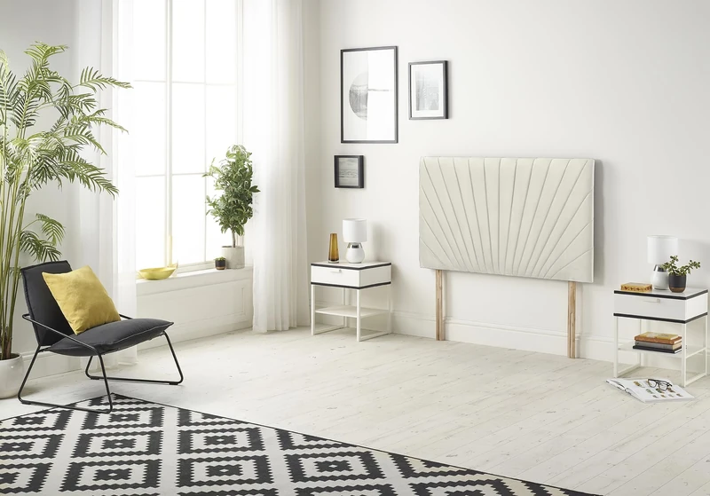 Somnior Beds Bed Centre Platinum Small Single 82cm Plush Ivory Headboard With Wooden Struts