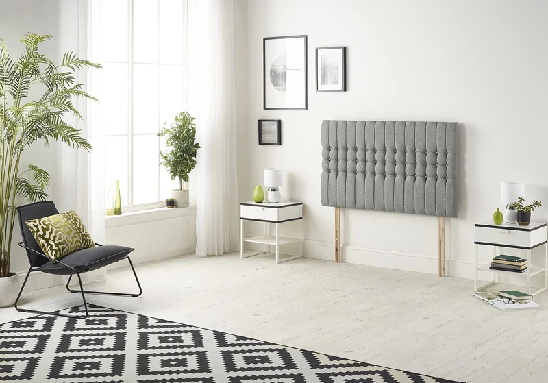 Somnior Beds Bed Centre Galaxy King 82cm Linen Silver Headboard With Wooden Struts