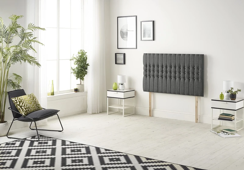 Somnior Beds Bed Centre Galaxy Small Double 82cm Tweed Charcoal Headboard With Wooden Struts