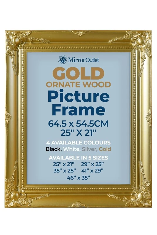 MirrorOutlet The Antiquitus - Ornate Swept Gold Picture Frame 25" X 21" (64.5 x 54.5CM) Woode