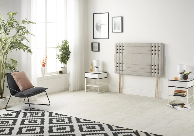 Somnior Beds Bed Centre Flexby Diamante Small Single 82cm Plush Silver Headboard With Wooden Struts