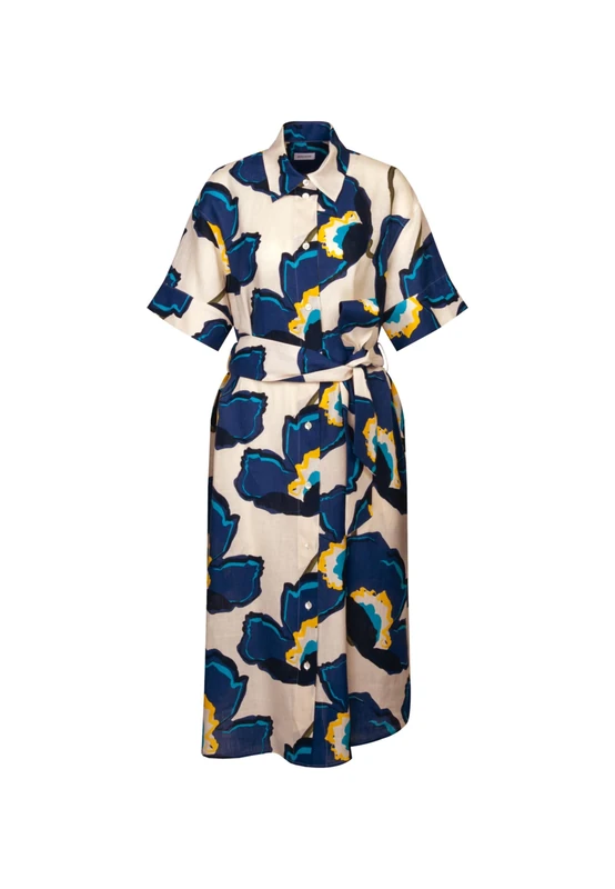 Seidensticker Women's Blouse Dress with tie Belt, Blue (Ink Blue), 14