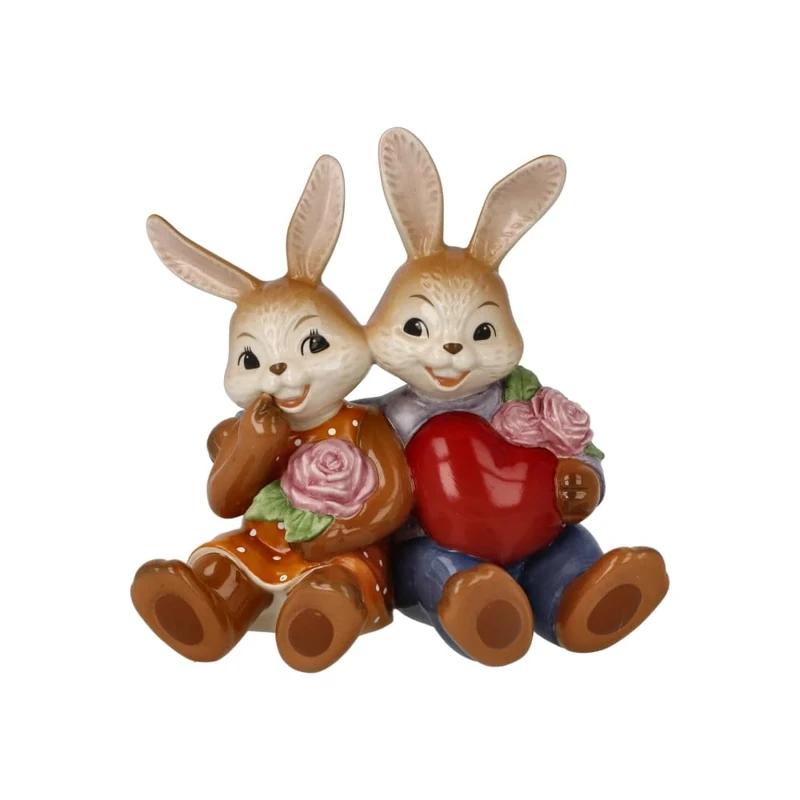 Goebel Rabbit Couple Figurine My Valentine Treasure! Made of Stoneware, Dimensions: 12 x 8 x 12 cm, 66-845-84-1
