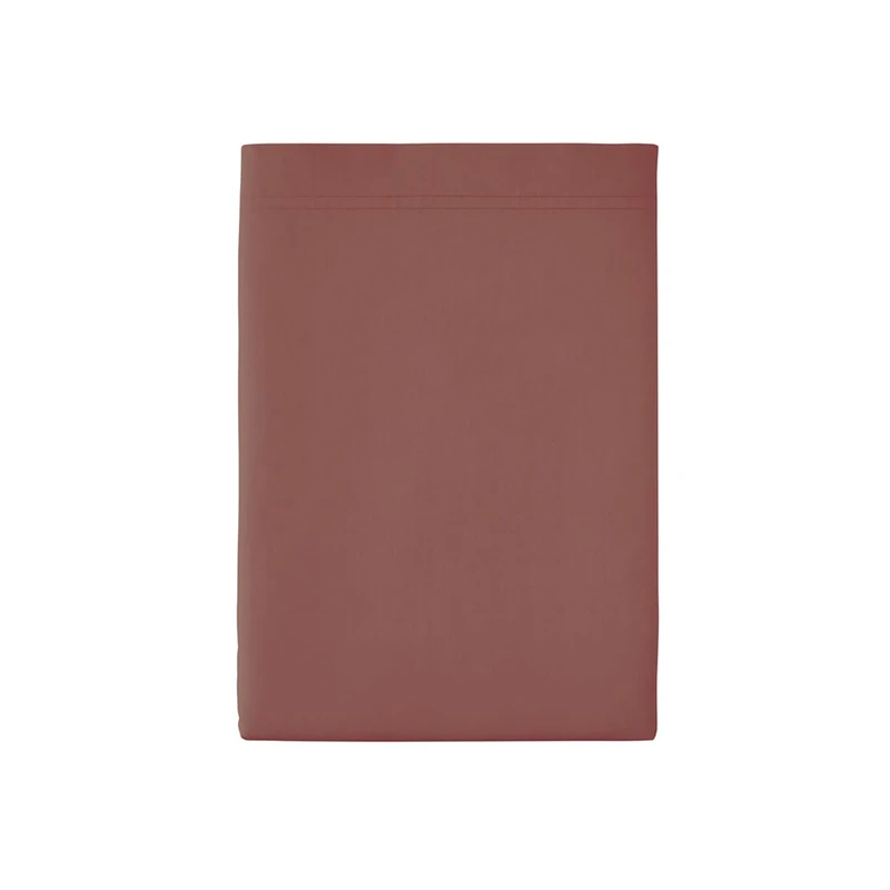 Essix Premium Cotton Percale Flat Sheet, Rosewood, 240 x 300 cm - Image 1