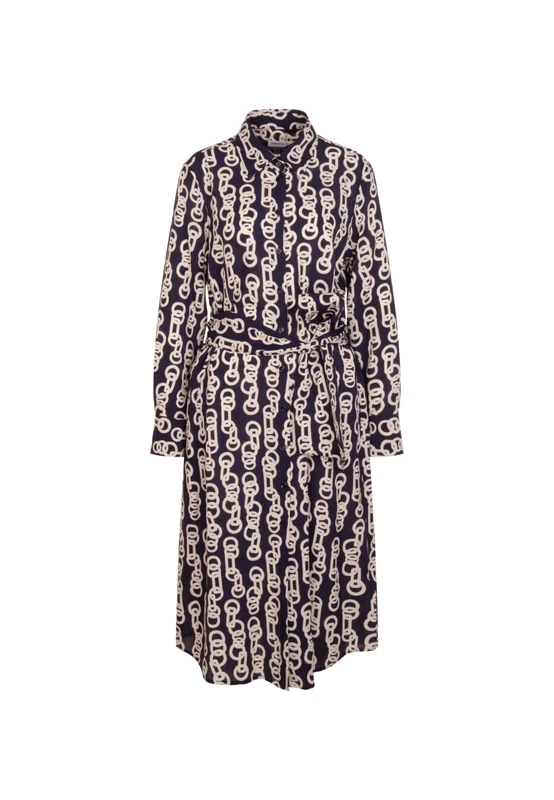 Seidensticker Women's Blouse Dress with tie Belt, Navy, 6