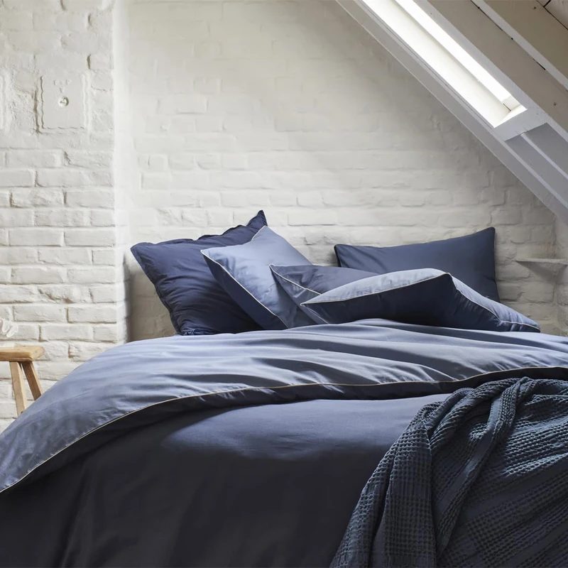 ESSIX Two-Tone Cotton Duvet Cover, Good Days, Blue, 240 x 220 cm