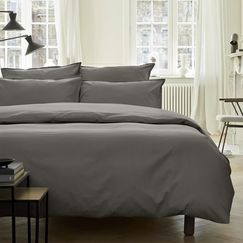 Essix Cotton Satin Duvet Cover, Grand Hotel, Zinc, 200 x 200 cm