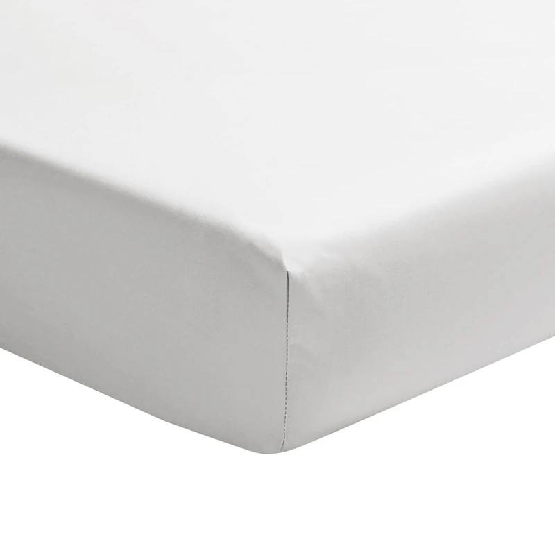 Essix Cotton Satin Fitted Sheet, Palazzo, White, 200 x 200 cm,