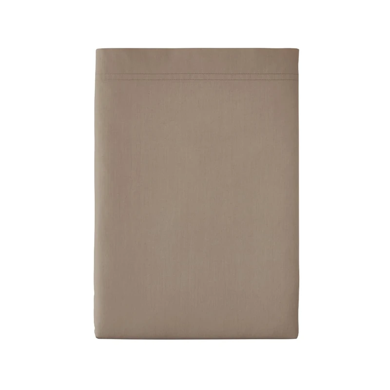 Essix Premium Cotton Percale Flat Sheet, Taupe 270 x 300 cm