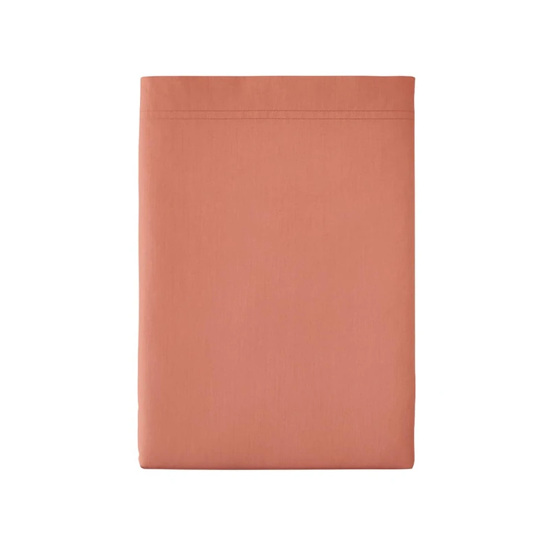 Essix Premium Cotton Percale Flat Sheet, Coral, 180 x 290 cm
