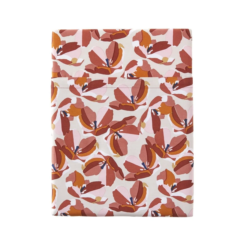 ESSIX Flat Sheet, Cotton Satin, Red, 270x300 cm - Image 1
