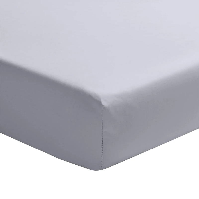 Essix Cotton Satin Fitted Sheet, Palazzo, Silver, 140 x 200 cm