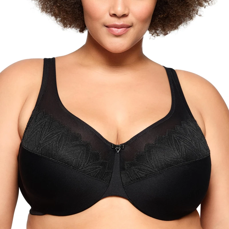Glamorise Wonderwire Minimizer Underwire Bra 9003 (Women's & Women's Plus) Black - Image 1