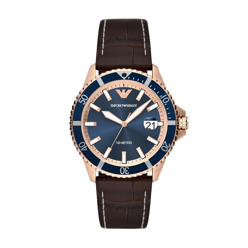 Emporio Armani Men's Watch quartz/3-hand Date Movement 42mm case Size with a pro-Planet Leather Strap AR11556 - Image 1