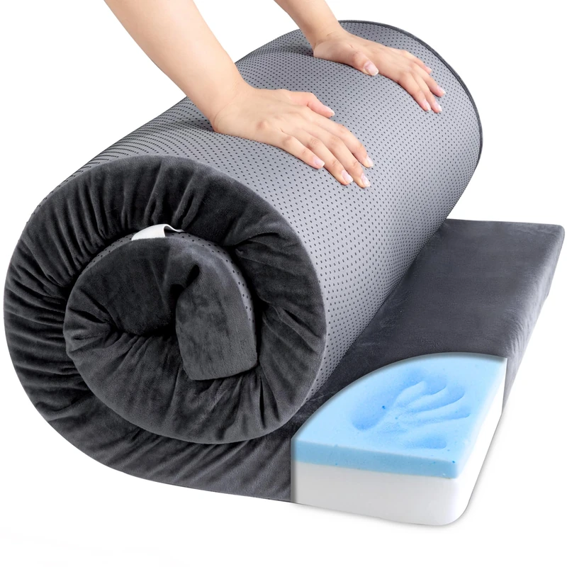 HOMBYS Portable Memory Foam Camping Mattress for Outdoor Sleeping, 3" Thick Waterproof Roll Up Camping Mattress Pad Mat for Travel Truck Bed Tent (Dark Grey, Small Single-72"x24"x3")