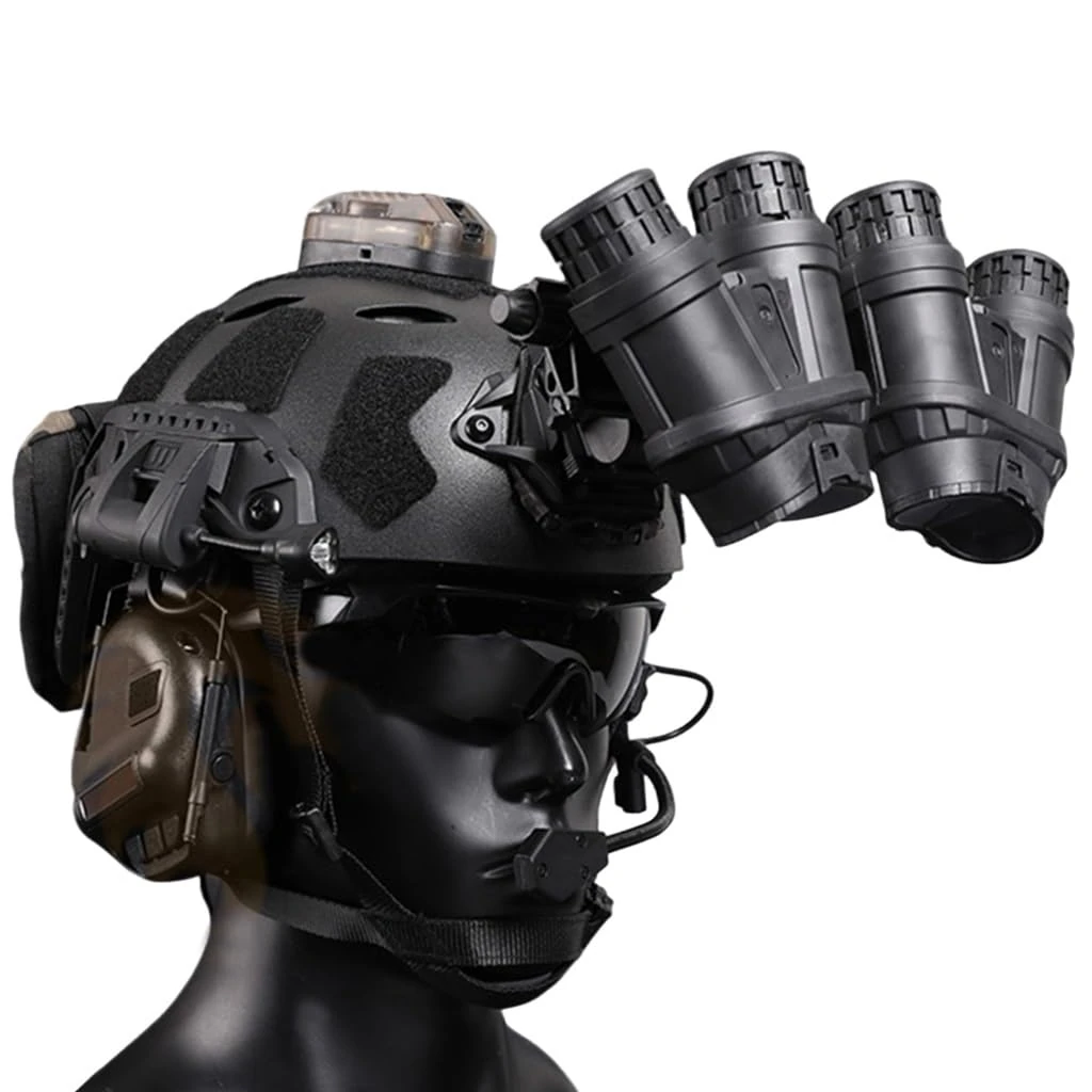 For Airsoft Paintball Hunting And Shooting Tactical Airsoft Rapid Helmet Game Set With Tactical Headset (No Noise Cancellation) ABS Engineering Plastic NVG Telescope Model (Color : BK2, Size : 55-60