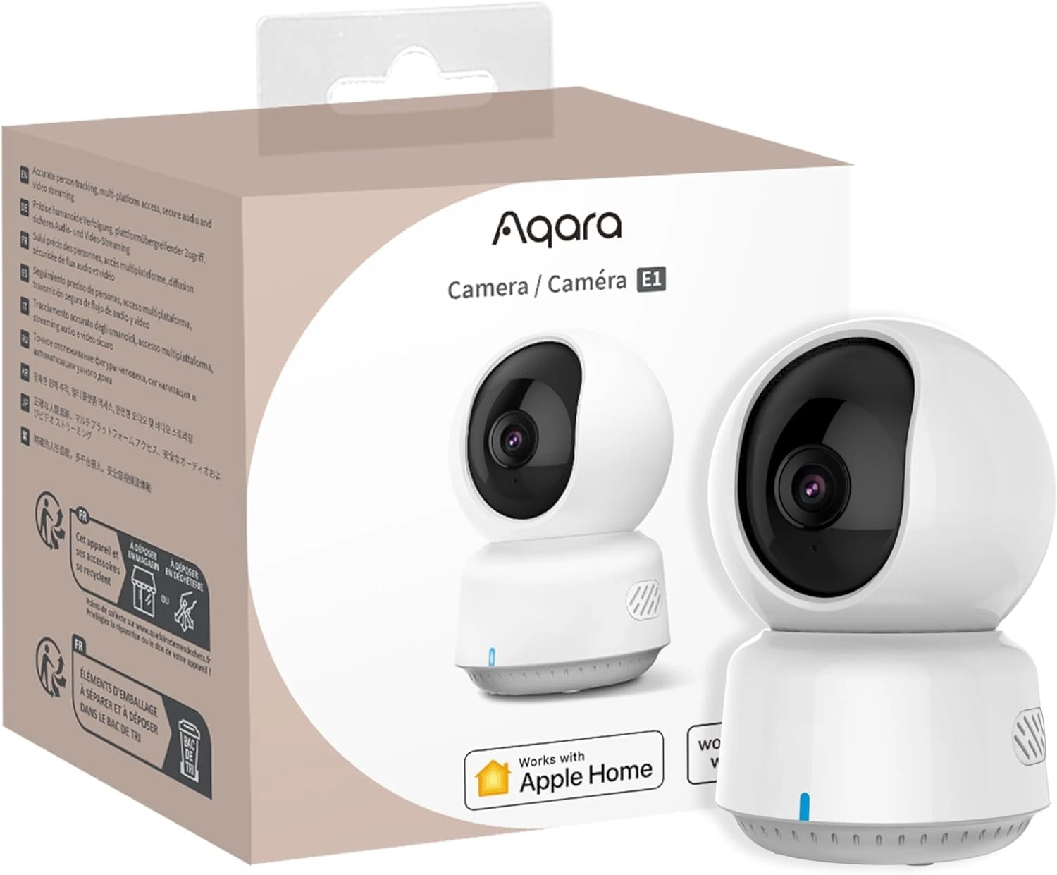 Aqara 2K Indoor Security Camera E1, Pan & Tilt, HomeKit Secure Video Indoor Camera, Two-Way Audio, Night Vision, Person Tracking, Wi-Fi 6, Plug-in Cam Supports HomeKit, Alexa, Google Home and IFTTT