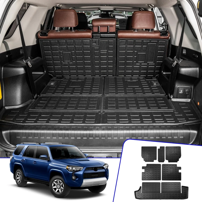 Rongtaod Cargo Mat Compatible with 2010-2024 Toyota 4Runner 7 Seats Trunk Mat Cargo Liner Back Seat Cover Protector 4 Runner Accessories (2nd&3rd Row Backrest Mats+Trunk Mat)