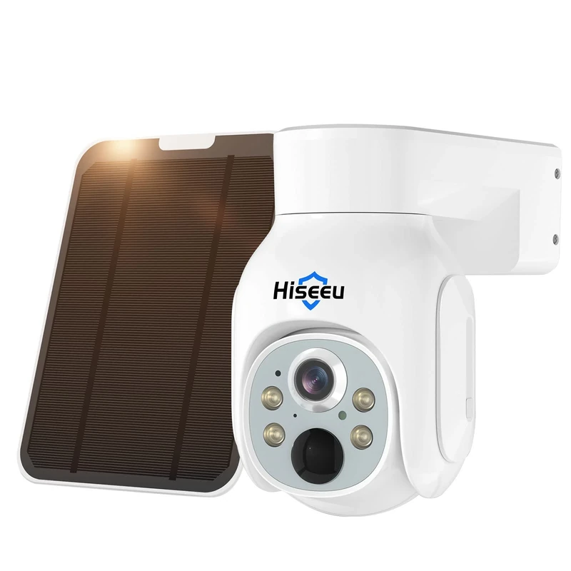 Hiseeu 4MP Solar Security Camera Outdoor Wireless,Solar Battery Powered,Waterproof Home Security CCTV WiFi Surveillance Outdoor,360° Color Night Vision (4MP Solar+PTZ Camera)
