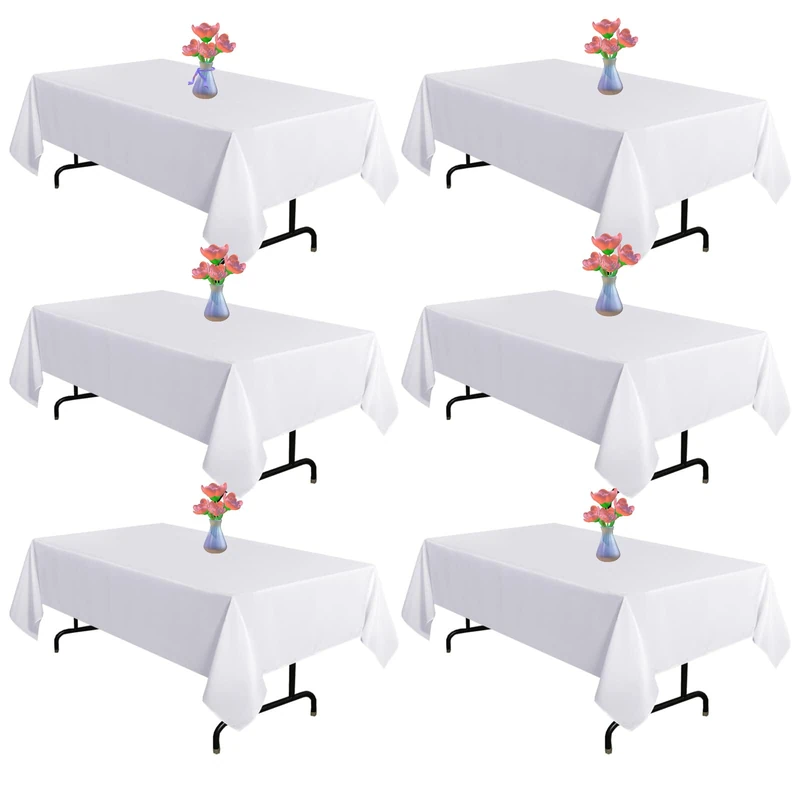 Yemosa Table Cloth Rectangle Table, 6 Pack 60 x 102 Inch, Stain and Wrinkle Resistant Polyester Washable Fabric Tablecloth for Wedding Banquet, Restaurant, Parties